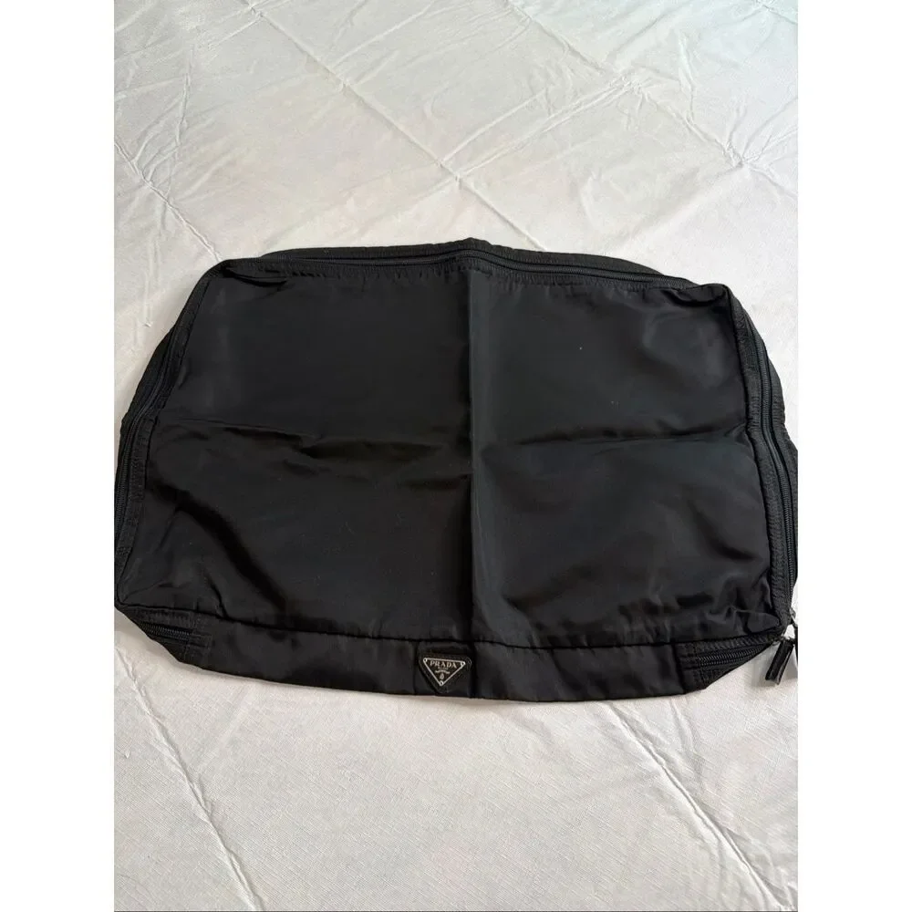 Prada Black Nylon Garment Bag Travel Suit Carrier Foldable Made In Italy